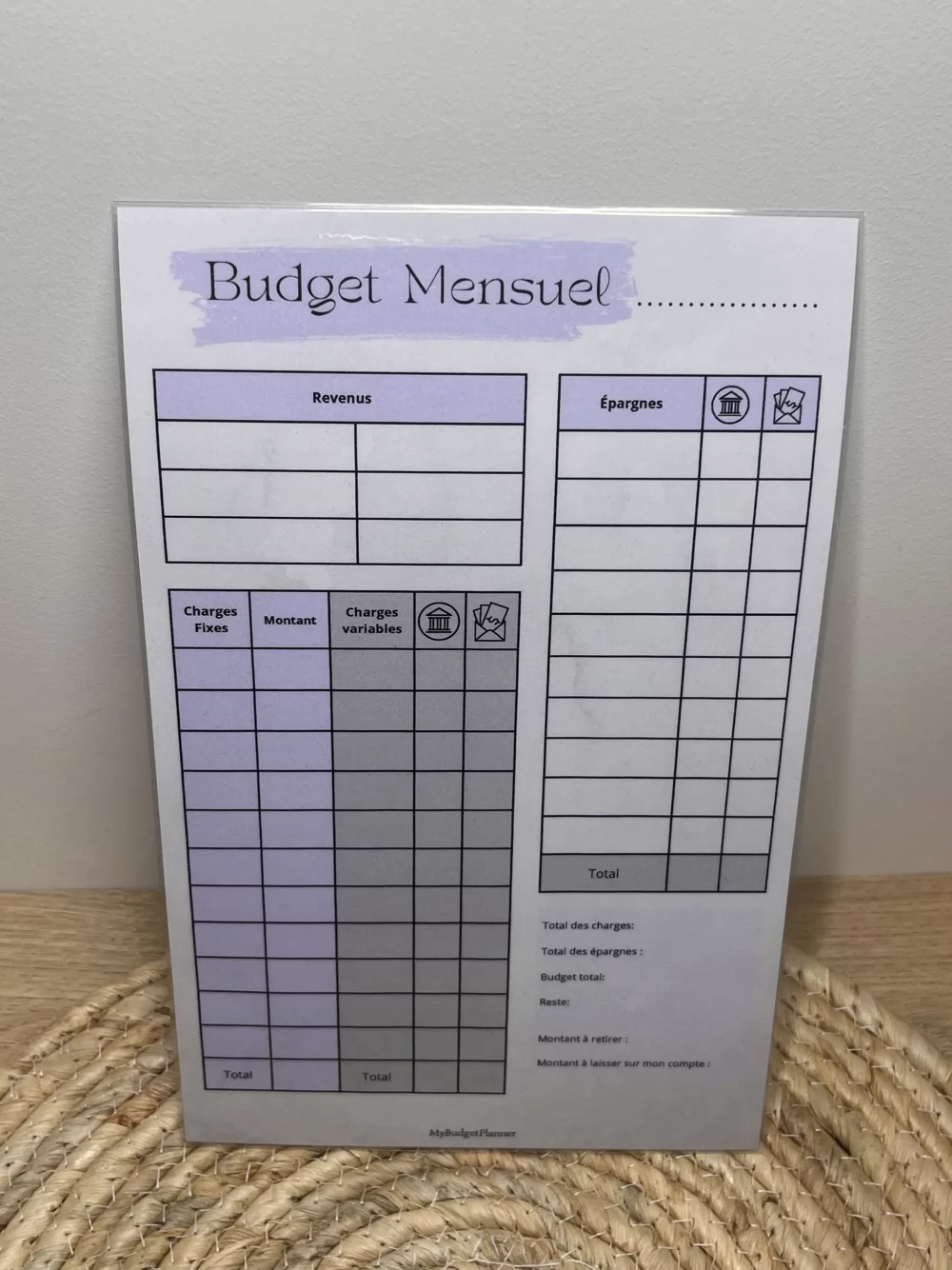 Fiche budget mensuel