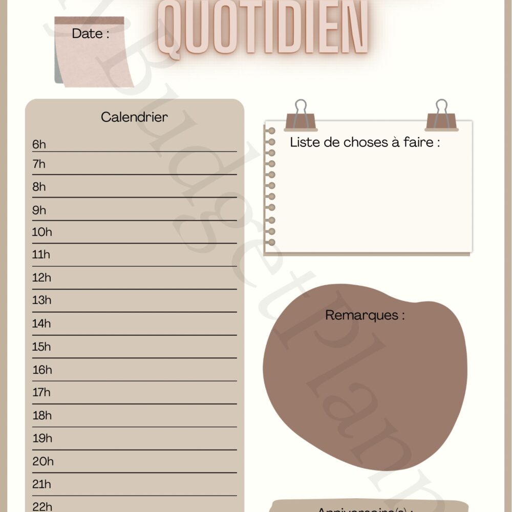 Planificateur quotidien