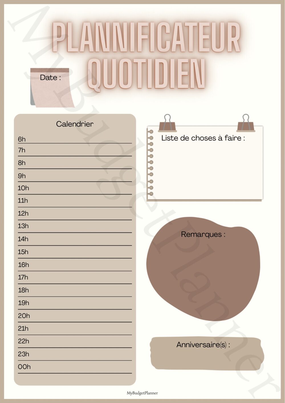 Planificateur quotidien
