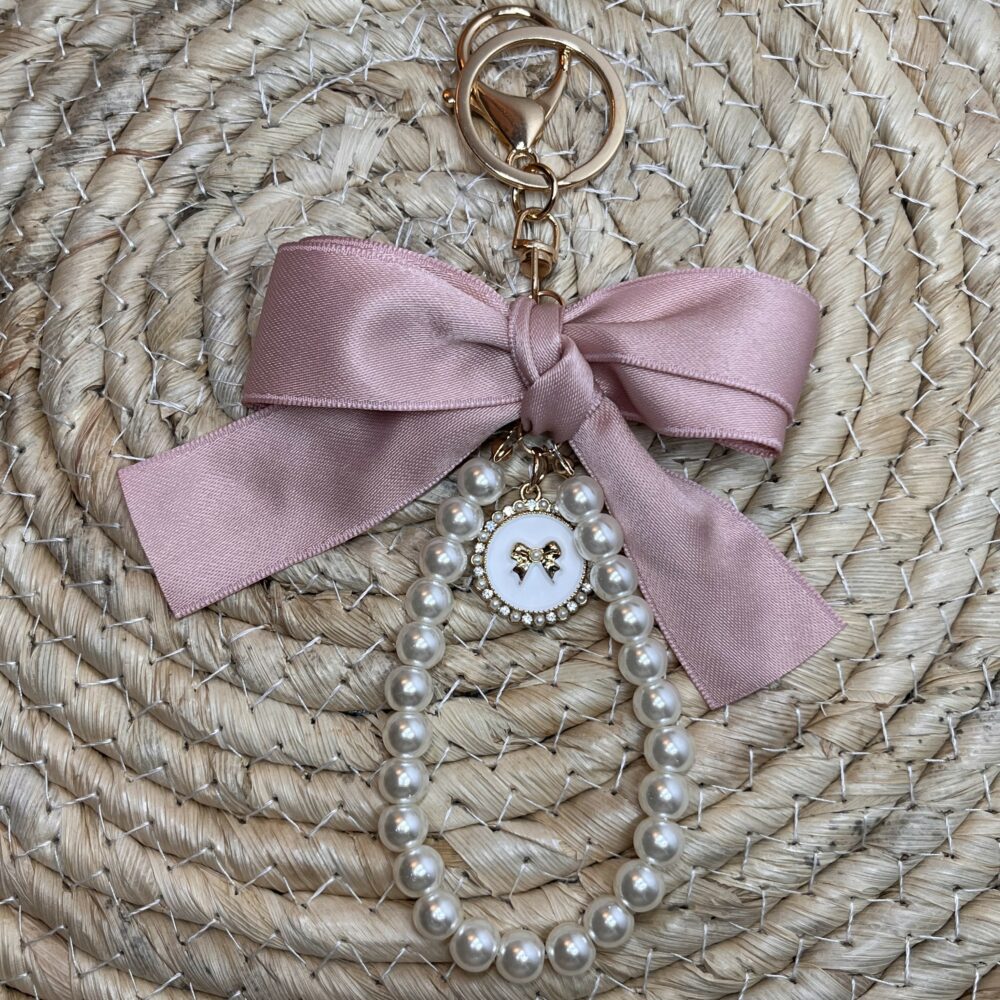 Porte-clés nœud rose