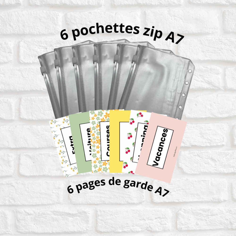 Lot 6 pochettes + 6 pages de garde A7