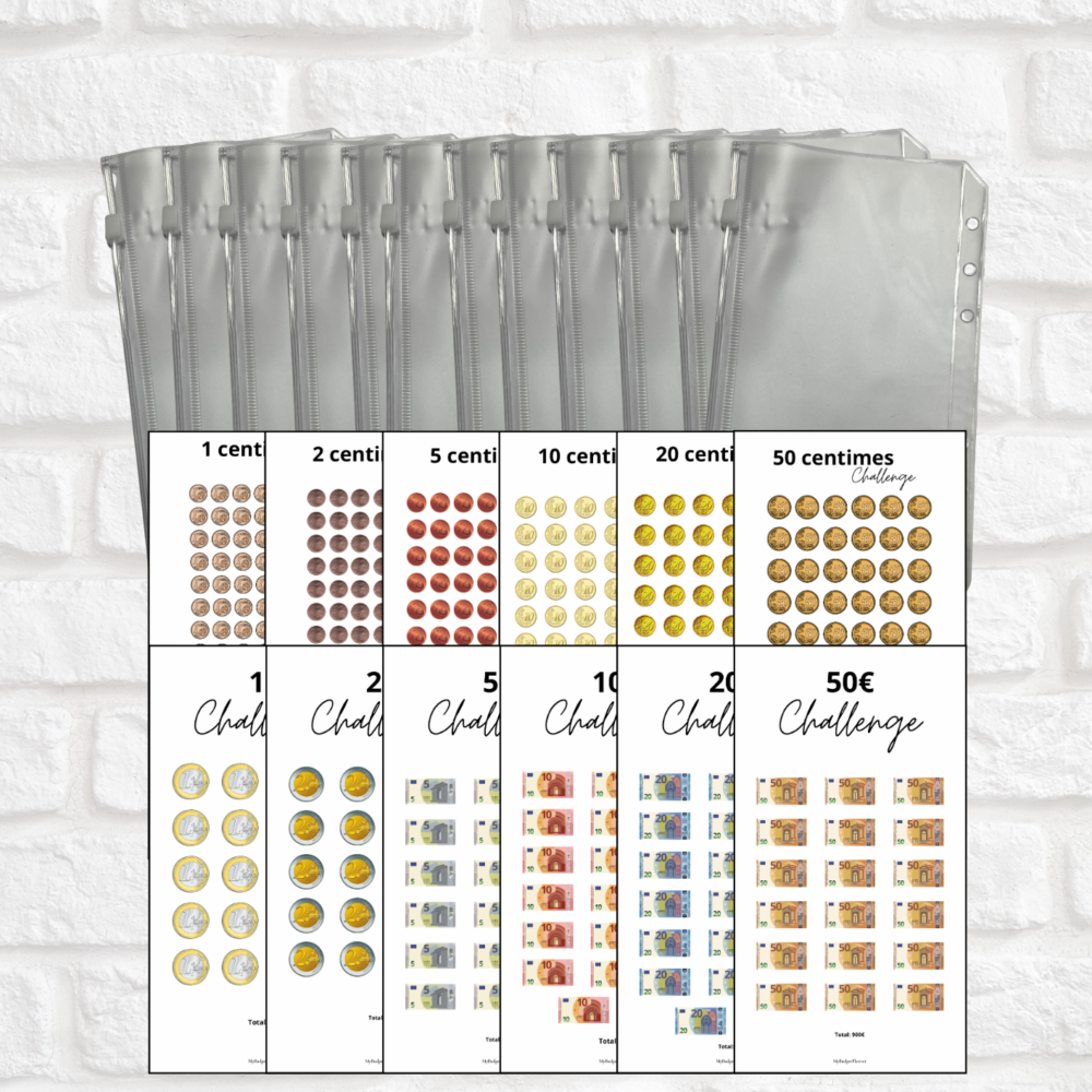 Lot 12 challenges + 12 pochettes A6