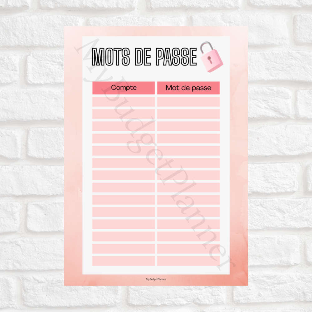 Fiche mots de passe